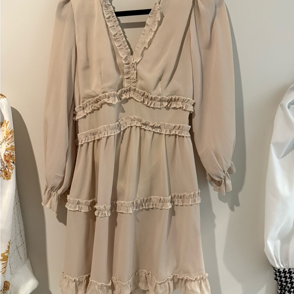 NWOT Elegant Cream Ruffle Dress